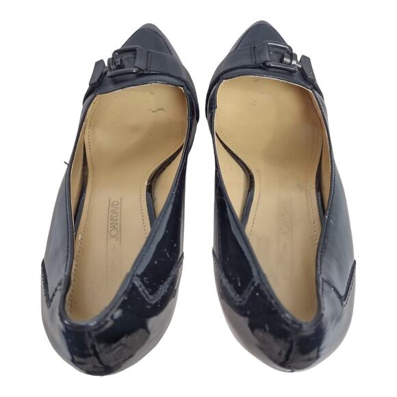 JOAN & DAVID Black Buckle Stiletto Heels Size 8 Platform Workwear Career Classic - Picture 6 of 16